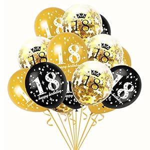 GoldRock 18 Geburtstag Deko, 15 Stück 18. Geburtstag Luftballons Mann Frau, 18. Geburtstag Deko Schwarz Gold, 18. Ballon…
