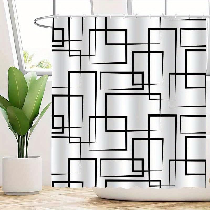 Rideau de douche moderne lignes géométriques pare-baignoire 160x220cm