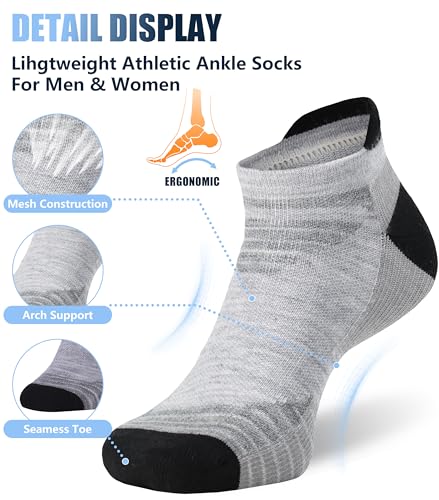 Image of 90% Merino Wool Athletic Breathable Low Cut Socks for Men 3 Pairs