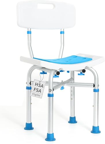 FSA HSA Silla de ducha pesada para ducha interior con espalda, silla de ducha acolchada para bañera interior con barra de agarre, taburete de ducha