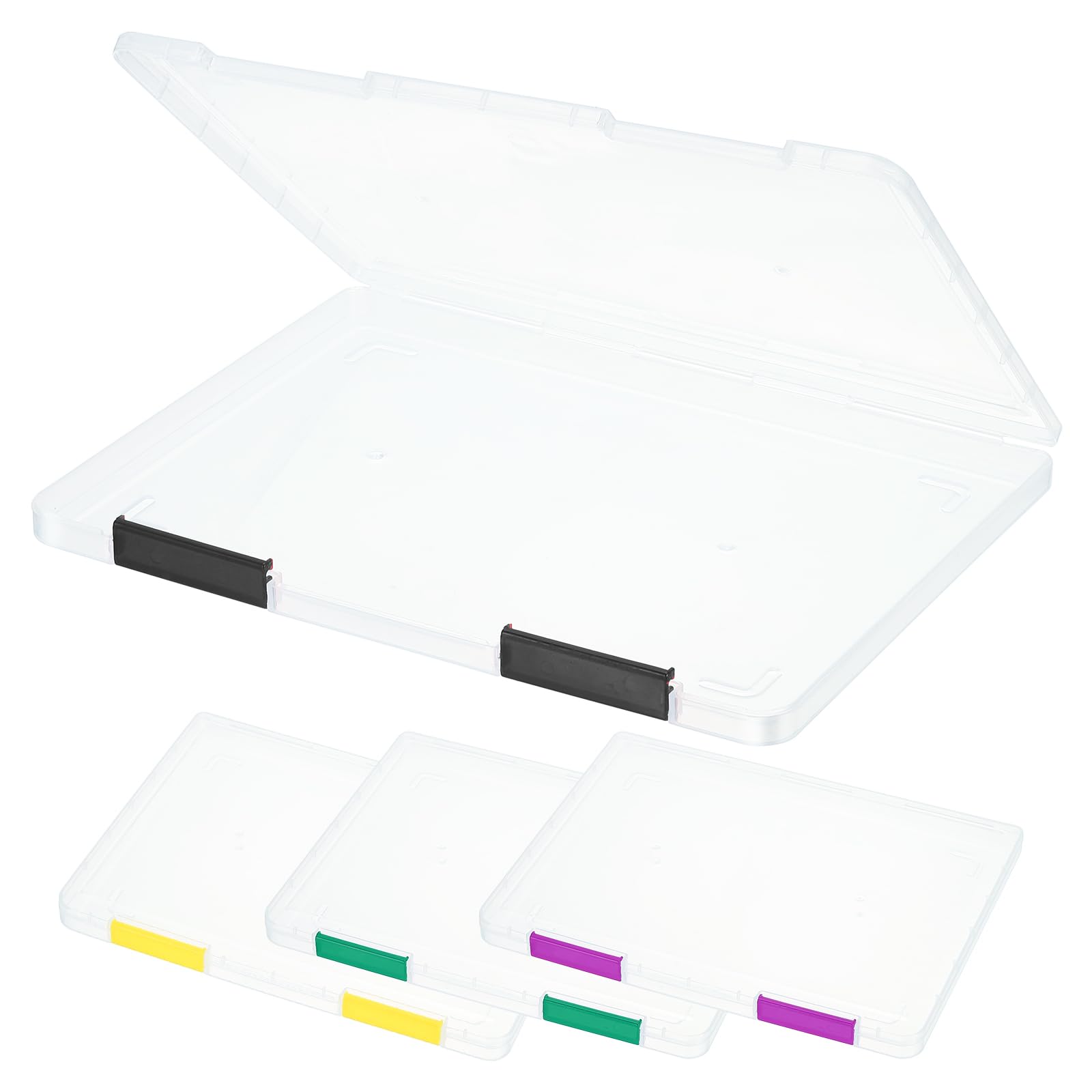 PATIKIL Clear A4 File Portable Project Case with Buckle Plastic Storage Box for 8.5" x 11" Letter Paper Scrapbook Paper Storage Boxes