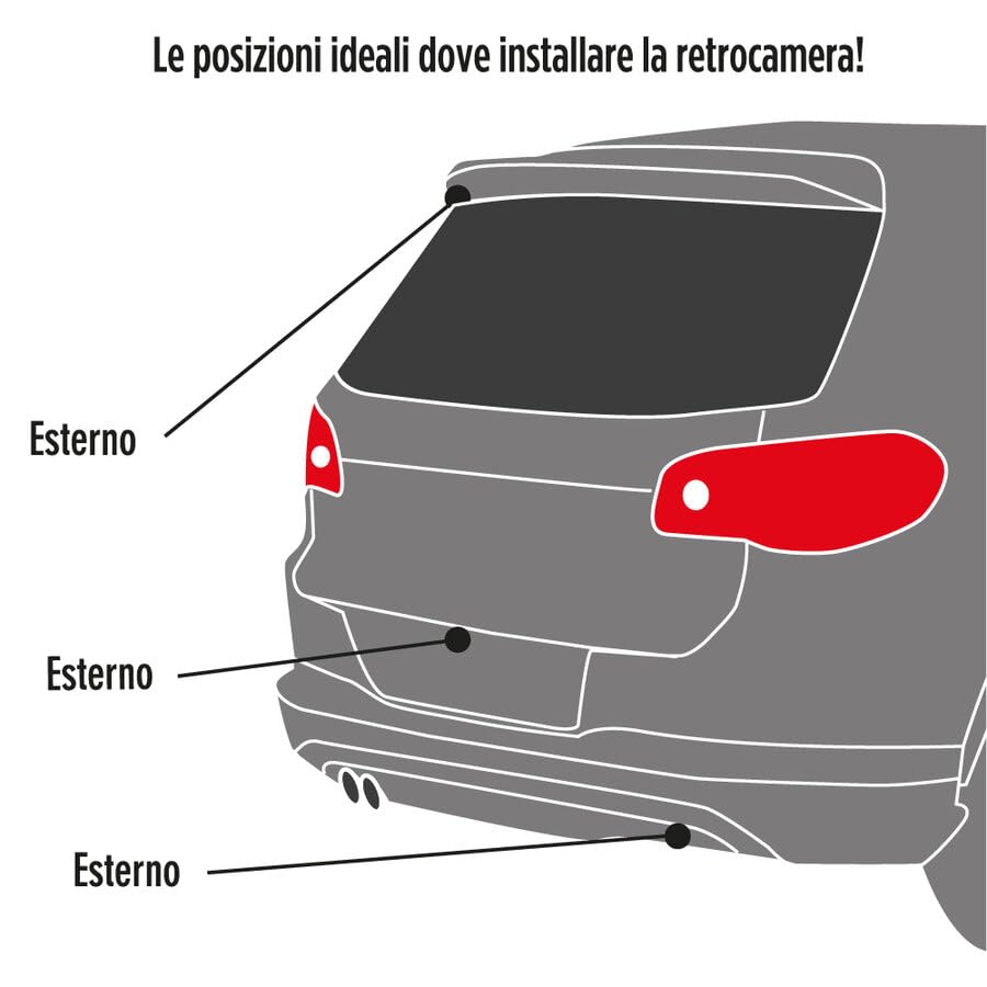 Gotham Retro camera universale Auto | Visione Notturna | LED Infrarossi | Impermeabile | Assistenza al Parcheggio | 170° | CMOS | 720x576