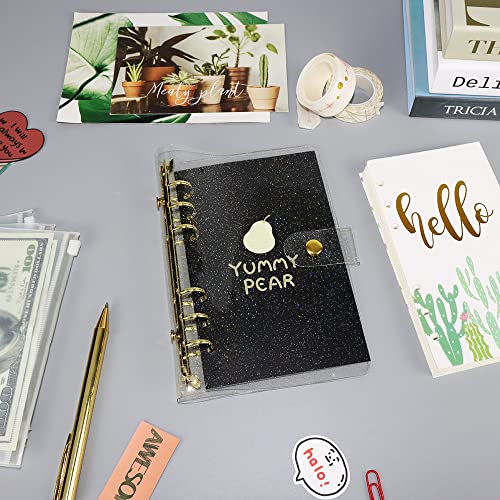 Couverture de carnet A6 transparente à paillettes avec reliure premium dorée - 2