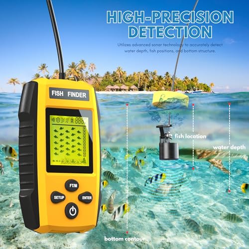 Portable Sonar Alarm Fish Finder with Sonar Transducer and LCD Display, for Kayak Fishing Boat Fishing Ice Fishing - Image 4