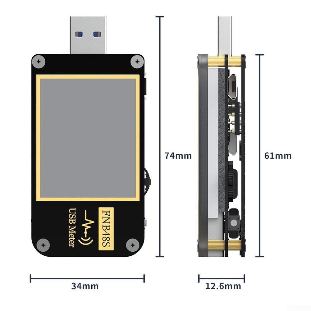 FNB48S USB C Tester 1.77 Zoll HD Display Voltmeter(With)