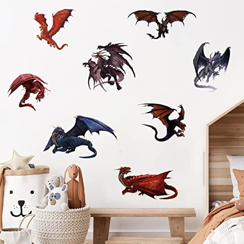 Vinilos decorativos 3D dragones antiguos 8 piezas miniatura 2