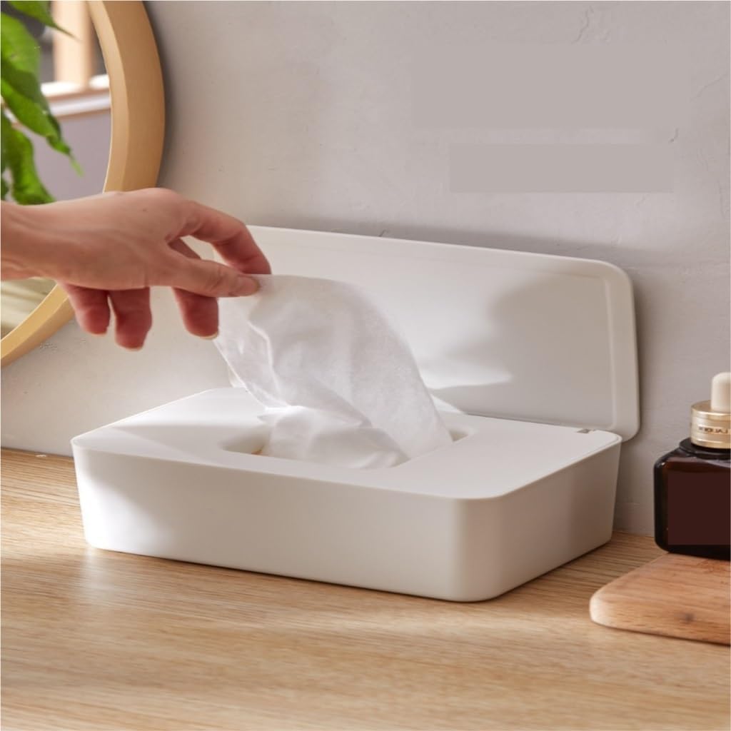 Tissue Box Cover Tissue Box Wet Tissue Box Desktop Sealed Wet Tissue Box with Lid Wet Tissue Box Household Mask Storage Box (Color : Pink, Size : One Size)