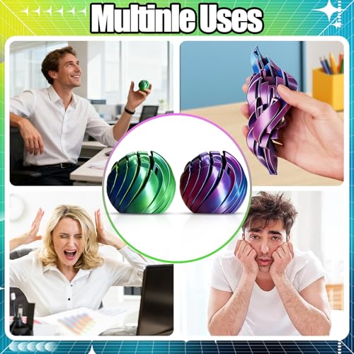 3D Printed Ball Fidget Toy for Adults, 2Pcs Gear Sphere Stress Balls Desk Toy for Office and Home Ornament Stuffers Valentine\'s Day Birthday Party Gifts