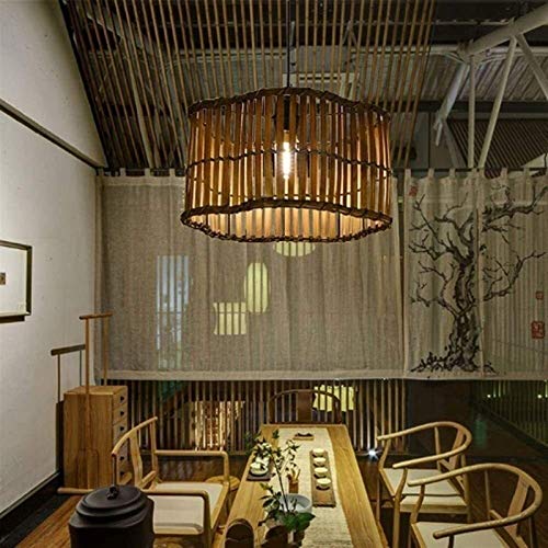 Lampe de plafond moderne style japonais suspension rotin e27 - 3