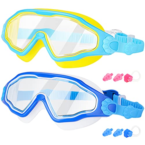 EasYoung Kids Swimming Goggles - 2 Pack Kid Swim Goggles for Boys Girls Junior Children age 6-14, Quick Release Strap Anti-Leak Goggles for Child