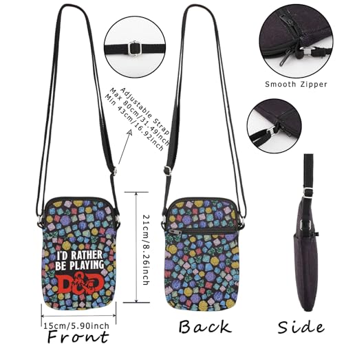 WCGXKO RPG Game Gift I'd Rather Be Playing D&D Crossbody Bag D&D Gamer Gift for Gaming Lover2