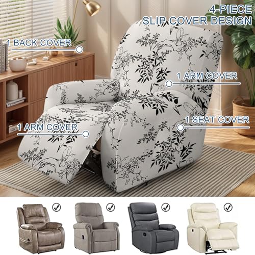 Image of Eco-Ancheng Recliner Slipcovers 4-Pieces Lazyboy Recliner Covers Recliner Couch Covers Recliner Chair Cover Non Slip Reclining Slipcovers with Storage Pockets Furniture Protector for Living Room,17