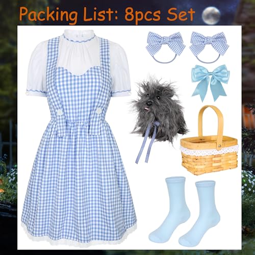 GERVAISE Womens Blue Plaid Dress Halloween Costume Outfit 8pcs Accessories Full Set (Small) by GERVAISE - Used condition - US$20.94