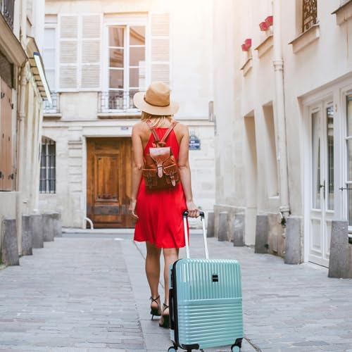 World Traveler Dejuno Tonal Lightweight Polycarbonate Hardside Expandable Spinner Luggage Suitcase with TSA Lock, Glacier, 2-Piece Set(20in,28in)2