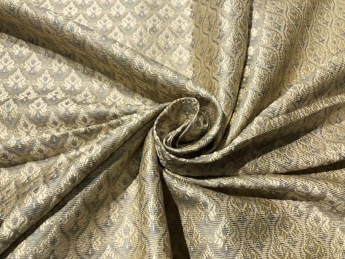 Tissu brocart de soie haut de gamme aux motifs jacquard dorés pour haute couture