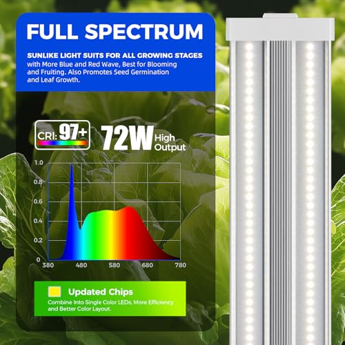 Image of Barrina TX72 4FT Grow Lights for Seed Starting, 288W (4 x 72W, 2000W Equivalent), High PPFD, 5000K Daylight Full Spectrum, Mechanical Timer, Hanging Grow Lights with On /Off Switch Linkable, 4 Packs