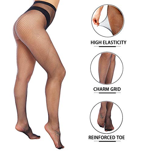 Image of Fishnet Stockings for Women, Black Fishnets Fish Net Stocking High Waist Sexy Tights Pantyhose Mesh Stockings