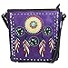 Zelris Tribal Dream Catcher Feather Embroidered Studded CCW Concealed Carry Shoulder Cross Body Western Indian Messenger Bag (Purple)