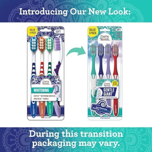Miniatura 2 de GuruNanda Cepillo de dientes gigante suave con cerdas en espiral de doble acción, agarre Ergo Dexa antideslizante, ayuda a blanquear los dientes,