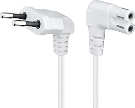 goobay Netzkabel 5m gewinkelt, Stromkabel mit beidseitig 90 Grad Winkelstecker, Eurostecker auf C7 Buchse, ideal für TV, PS5 und PS4, weiß - 97357