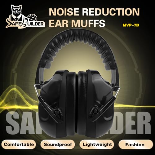 Image of SAFEBUILDER Ear Muffs Noise Reduction SNR 33dB Adjustable Lightweight Safety Earmuffs Sound Proof Noise Cancelling ANSI