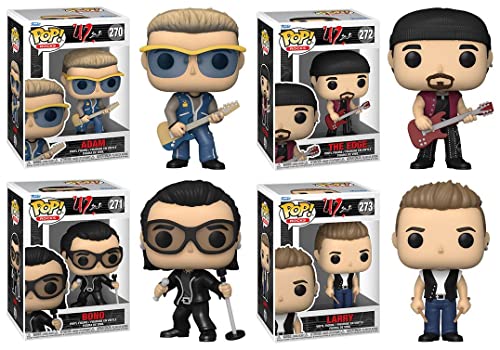 Funko Pop! Rocks U2 Set of 4 – ZooTV – Adam, Bono, The Edge and Larry - Les Beatles, Paul McCartney, John Lennon, RIngo Starr, George Harrison Funko Pop! Rocks U2 Set of 4 - ZooTV - Adam, Bono, The Edge and Larry