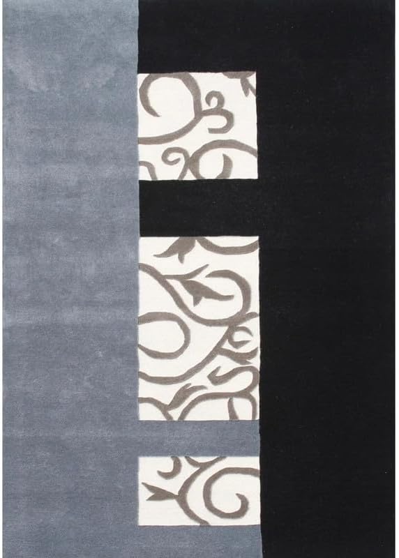 Hand Tufted Modern Abstract Patchwork Area Rug 10x14 ft (120x168 inches) | Oversized Carpet for Living Room & Hall | Soft Wool Rug