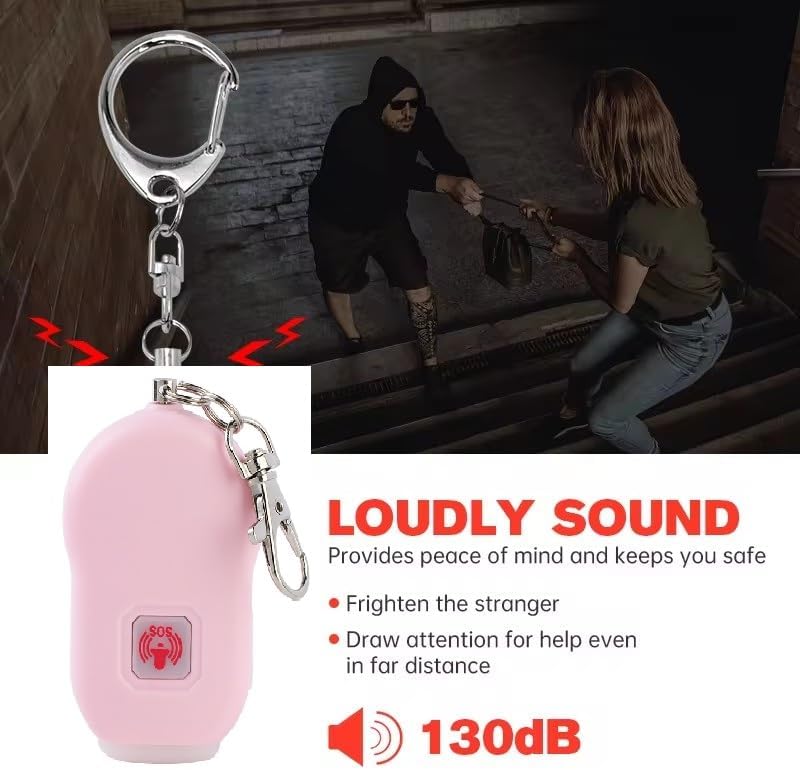 Miniatura 7 de 2024 130db autodefensa de emergencia SOS Seguridad personal recargable 2 paquetes linterna alarma llavero el mejor regalo seguro para niños, mujeres