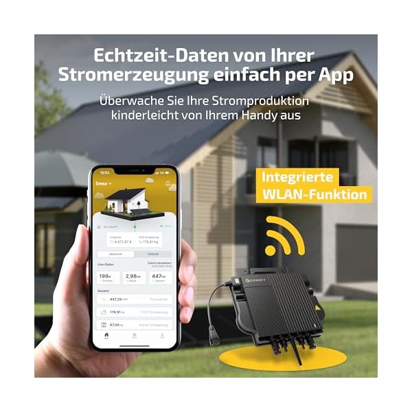 Solakon® 830W Balkonkraftwerk 800W komplett Steckdose - Balkonkraftwerk 800 Watt upgradebarer Wechselrichter 600W - Solaranlage Komplettset mit 415W Solarmodule – Bild 6