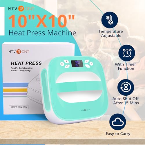 Htvront SG-RYJ-0128-US Heat Press Machine For T Shirts, Portable Heat Press 10 Inchx10 Inch - Heat Up Fast & Distribute Heat Evenly, Tshirt Press Machine For Sublimation, Htv, Heat Transfer Projects thumb #3
