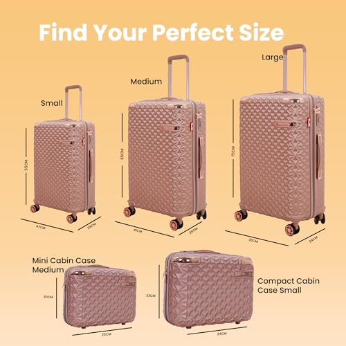 Image of AMERICAN TRAVELLER Goldie ABS Travel Suitcase | Hard Shell Cabin Luggage | Compact Trolley Bag for Travel | Durable Carry-On with Spinner Wheels & Secure Lock(20, Rose Gold)