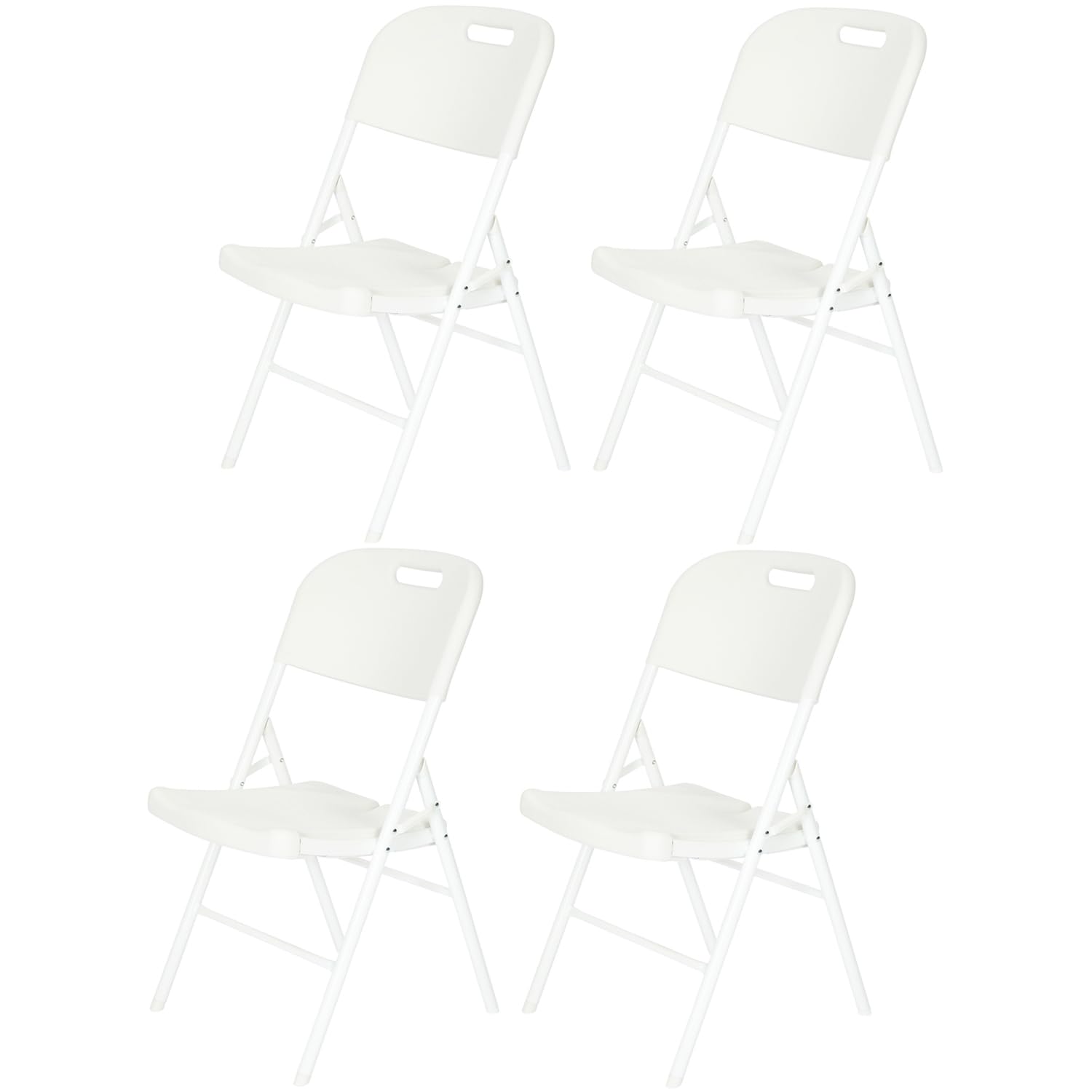 Nyxi 4 X Premium Folding Chair with Built-in Water Drain, Suitable for Garden, Balcony, Patio, Outdoor & Indoor Dining Seat, Foldable, All White (4 X Chairs) â image 1