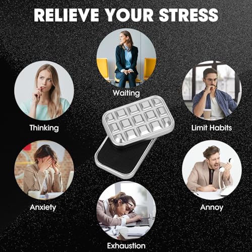 Image of Fidget Slider for Adults - Brick Slider Metal Fidget Toys, Anxiety /ADHD /Annoy Relieving EDC Metal Fidget, Stress Reducing Toy - Gift for Adults (Silver)