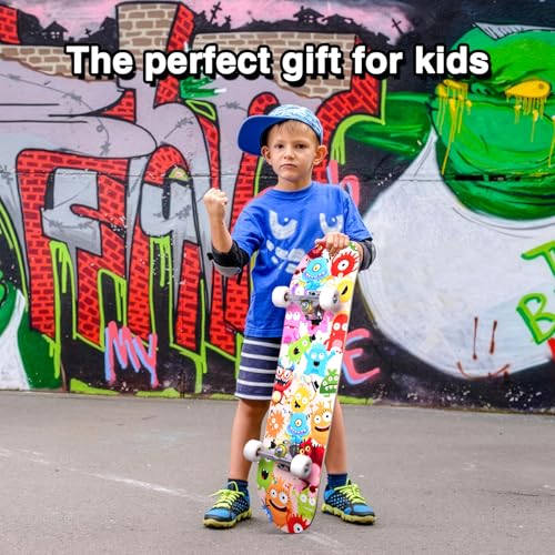 Image of Skateboards for Beginners Kids Boys Girls and Adults,31''x8'', 7-Layer Maple, Double Kick Concave, Fascinating Cool, Solid&Durable