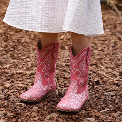 Toddler Girls Cowboy Boots - Cowgirl Western Boot for Kids Mid Calf Riding Shoes Little Kid/Big Kid4