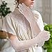 LXUEJIE White Lace Gloves, Bridal Long Gloves for Wedding, Floral Mesh Tulle Sheer Glove Women Elbow Wedding Glove for Tea Opera Party Cocktail Cosplay Halloween Costume