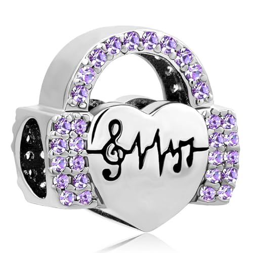 ZakiaHo Dijes de notas musicales para pulseras compatibles con pulseras Pandora, Cobre, No es una piedra preciosa