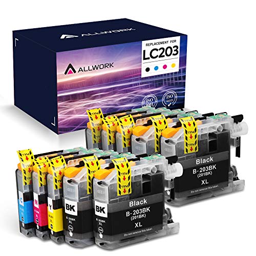 ALLWORK Compatible Ink Cartridge Replacement for Brother LC203 LC203XL LC201 LC201XL for Brother MFC-J460DW J480DW J485DW J680DW J880DW J885DW J4320DW J4420DW J4620DW J5620DW J5520DW J5720DW (10 Pack)