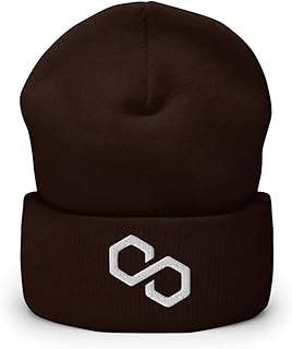 Hogue WS LLC Polygon Cryptocurrency Logo Hat (Embroidered Cuffed Beanie) Brown