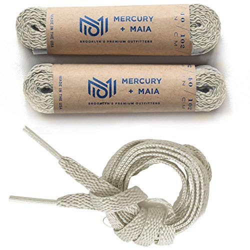 Mercury + Maia Men's Flat Dress Shoe laces 2 Pair Pack- Dress Shoelaces - Made in the USA