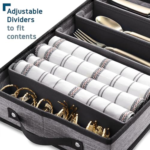 Image of Hearth & Harbor Flatware Organizer for Drawer, Silverware Storage Box, Grey
