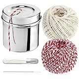2 Rolls Kitchen Twine with Stainless Steel Dispenser, Anti-Slip Silicone Grommet, Threading Tool & Scissors, 213FT Natural Cotton Butcher Twine for Cooking, Grilling, Baking & Meat Tying