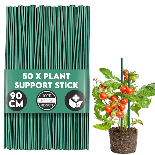 My Garden 50pcs Plant Support Stick - Plant Root Support Bamboo Wooden Canes, Flower Support Pole, Plant Support Garden Stakes - 90 x 0.5cm Sticks for Straightening & Securing Plant Stems