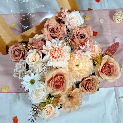 Artificial Flowers Combo Box Set 35pcs Silk Champagne Fake Rose, ...