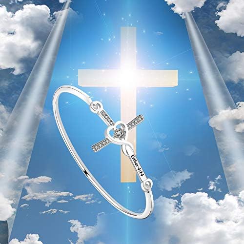 FEELMEM Bible Verse Esther 4:14 Cross Bracelet Perhaps This is The Moment for Which You Have Been Created Infinity Cross Bangle Religious Jewelry Gift for Women Girl - Image 7