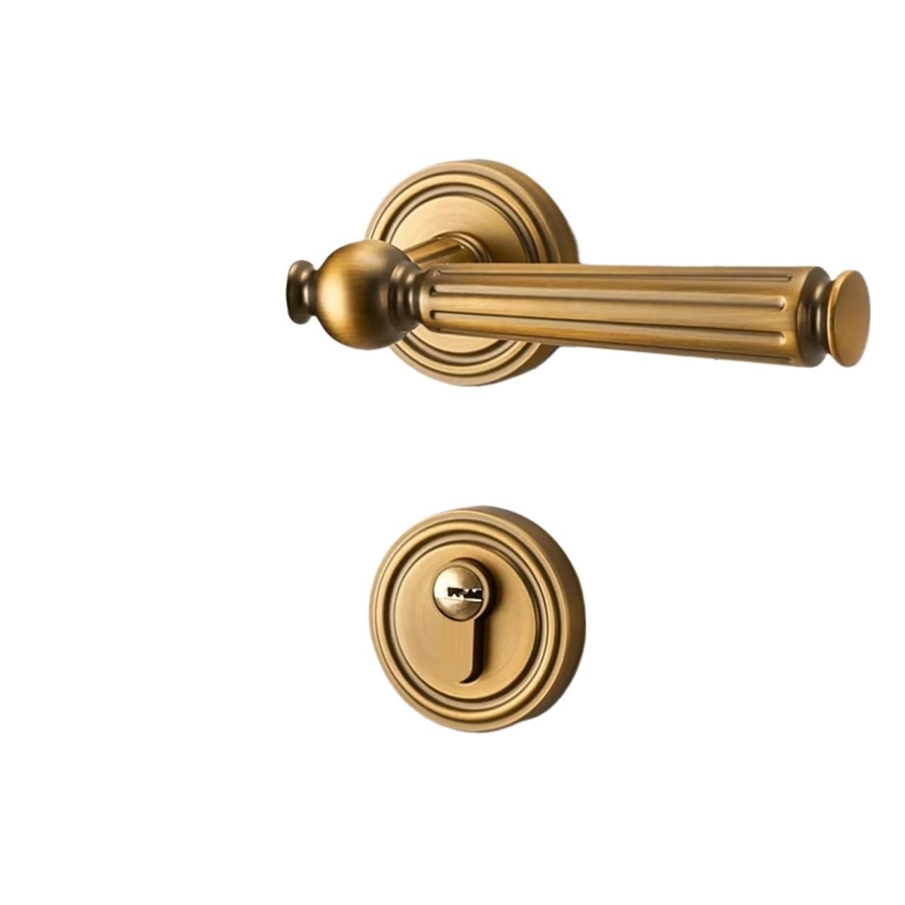 Sxolcoufoh Yellow Bronze Bedroom Wooden Door Split Handle Lock 1Pcs(Yellow Bronze)