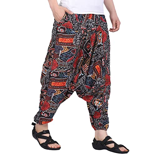 Image of Whitewhale Men's Cotton Solid Harem Pants Yoga Trousers Hippie Pant