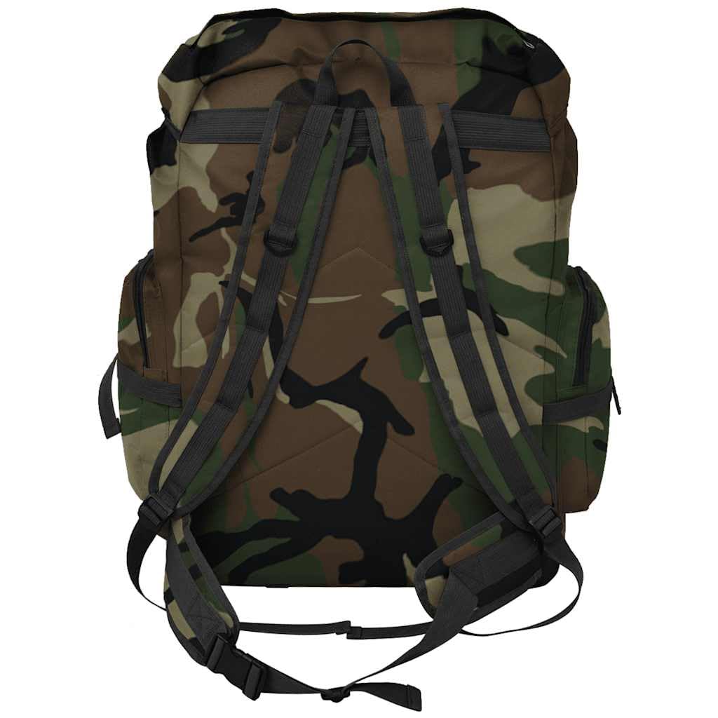 Armeerucksack 65 L Camouflage aus 600D Polyester wasserabweisend, gepolsterte Schultergurte und Hüftgurt, 43 x 21 x 70 cm, für Wandern, Camping, Reise und Outdoor