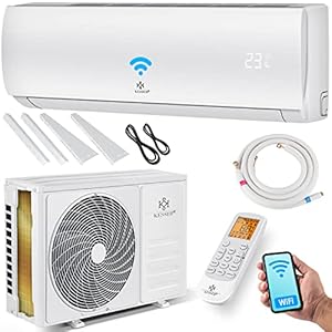 Kesser® Split airconditionerset, met wifi/app-functie, koelen A++, verwarmen A+, koelmiddel R32, LCD-display, afstandsbediening en timerfunctie, inclusief compleet montagemateriaal