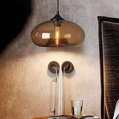 Lámpara colgante de vidrio ámbar moderna para techo de cocina 8